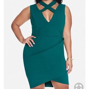 NWT Fashion to Figure Green Crossover Deep V Dress